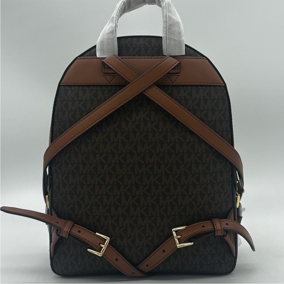 Michael Kors Medium Jaycee Zip Packet Backpack Brown/Gold - Picture 3 of 12